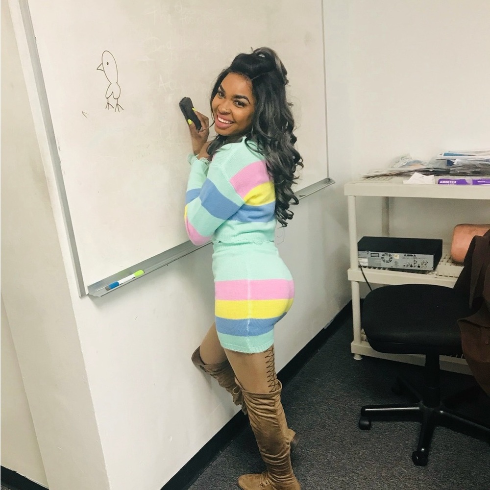 Colorful Striped Two-Piece Set - Picture 2 of 2